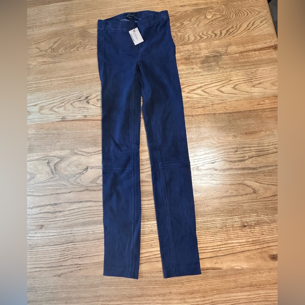 NWT J.crew $450 Collection Suede Leggings 0 Navy E4582